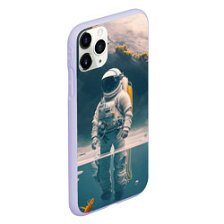 Чехол iPhone 11 Pro матовый Космонавт в воде на другой планете, цвет: 3D-светло-сиреневый — фото 2