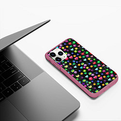 Чехол iPhone 11 Pro матовый В смайликах, цвет: 3D-малиновый — фото 2