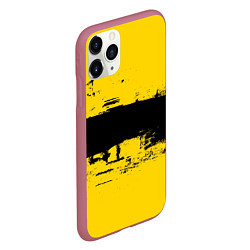 Чехол iPhone 11 Pro матовый Черно-желтая полоса Cyberpunk 2077, цвет: 3D-малиновый — фото 2