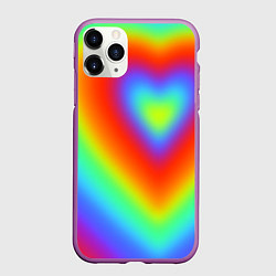 Чехол iPhone 11 Pro матовый Сердце - радужный градиент, цвет: 3D-фиолетовый