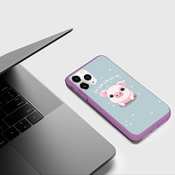 Чехол iPhone 11 Pro матовый Пухля - Say Oink one more time, цвет: 3D-фиолетовый — фото 2