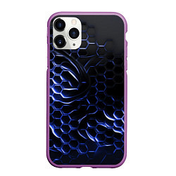 Чехол iPhone 11 Pro матовый Синие объемные плиты, цвет: 3D-фиолетовый
