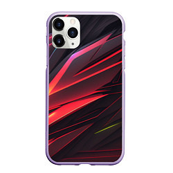 Чехол iPhone 11 Pro матовый Красно-черная текстура, цвет: 3D-светло-сиреневый