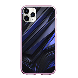 Чехол iPhone 11 Pro матовый Объемные черные и синие плиты, цвет: 3D-розовый