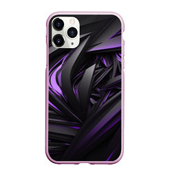 Чехол iPhone 11 Pro матовый Черно-фиолетовые объекты, цвет: 3D-розовый