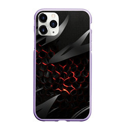 Чехол iPhone 11 Pro матовый Black and red abstract, цвет: 3D-светло-сиреневый