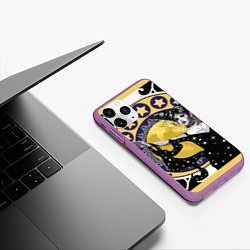 Чехол iPhone 11 Pro матовый Древняя богиня Никс и рамка в стиле модерн с луной, цвет: 3D-фиолетовый — фото 2