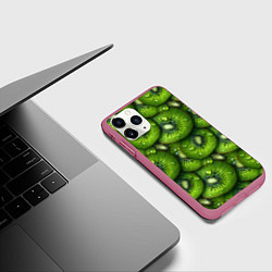 Чехол iPhone 11 Pro матовый Сочная текстура из киви, цвет: 3D-малиновый — фото 2