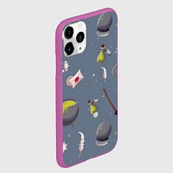 Чехол iPhone 11 Pro матовый Паттерн с магическими принадлежностями, цвет: 3D-фиолетовый — фото 2