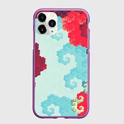 Чехол iPhone 11 Pro матовый Пиксельный цветочный паттерн