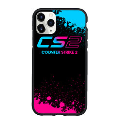 Чехол iPhone 11 Pro матовый Counter Strike 2 - neon gradient, цвет: 3D-черный