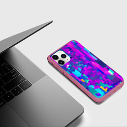 Чехол iPhone 11 Pro матовый Шестиугольники неонового цвета, цвет: 3D-малиновый — фото 2