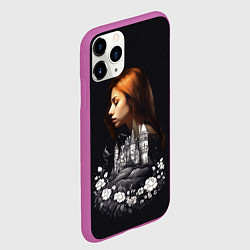 Чехол iPhone 11 Pro матовый Воспоминания о любви Девушка цветы и замок, цвет: 3D-фиолетовый — фото 2
