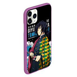 Чехол iPhone 11 Pro матовый Гиу Томиока на фоне волн, цвет: 3D-фиолетовый — фото 2