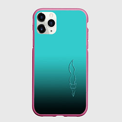 Чехол iPhone 11 Pro матовый Силуэт лисы на градиентном фоне, цвет: 3D-малиновый