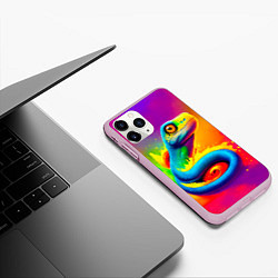 Чехол iPhone 11 Pro матовый Змейка в красках, цвет: 3D-розовый — фото 2