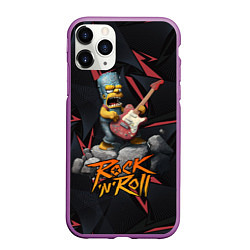 Чехол iPhone 11 Pro матовый Rocknroll simpsons, цвет: 3D-фиолетовый