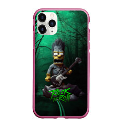 Чехол iPhone 11 Pro матовый Simpsons hard rock, цвет: 3D-малиновый