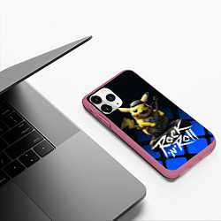 Чехол iPhone 11 Pro матовый Пикачу Рокnroll, цвет: 3D-малиновый — фото 2