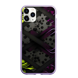 Чехол iPhone 11 Pro матовый Темная фиолетовая текстура с листьями, цвет: 3D-светло-сиреневый
