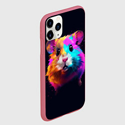 Чехол iPhone 11 Pro матовый Хомяк в неоновых красках, цвет: 3D-малиновый — фото 2
