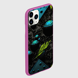 Чехол iPhone 11 Pro матовый Зеленые абстрактные листья, цвет: 3D-фиолетовый — фото 2