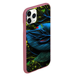 Чехол iPhone 11 Pro матовый Синий лист абстракция, цвет: 3D-малиновый — фото 2