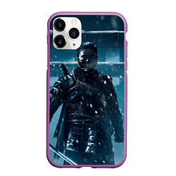 Чехол iPhone 11 Pro матовый Ghost of Tsushima зима, цвет: 3D-фиолетовый