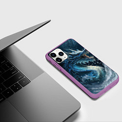 Чехол iPhone 11 Pro матовый Ледяной дракон, цвет: 3D-фиолетовый — фото 2