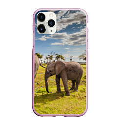 Чехол iPhone 11 Pro матовый Слоник маленький, цвет: 3D-розовый