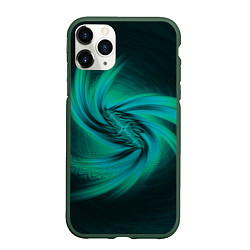 Чехол iPhone 11 Pro матовый Фрактал космический, цвет: 3D-темно-зеленый