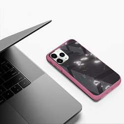 Чехол iPhone 11 Pro матовый Серые кубы с сигилами, цвет: 3D-малиновый — фото 2