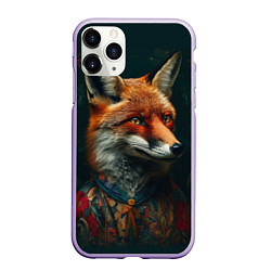 Чехол iPhone 11 Pro матовый Лисица в цветном костюме, цвет: 3D-светло-сиреневый