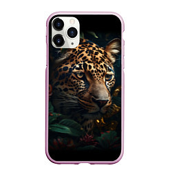 Чехол iPhone 11 Pro матовый Леопард фотореализм, цвет: 3D-розовый