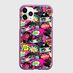 Чехол iPhone 11 Pro матовый Глаза аниме-девушки: cool pattern, цвет: 3D-фиолетовый