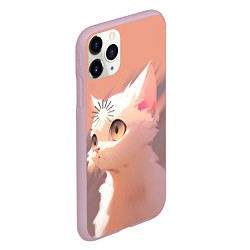 Чехол iPhone 11 Pro матовый Аниме Кот с загрузкой, цвет: 3D-розовый — фото 2