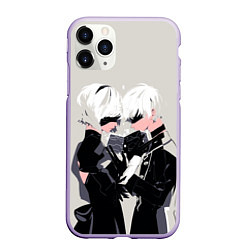 Чехол iPhone 11 Pro матовый Йорха-2B и Йорха-9S, цвет: 3D-светло-сиреневый