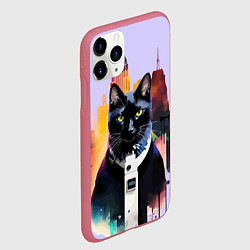 Чехол iPhone 11 Pro матовый Чёрный котяра в Нью-Йорке, цвет: 3D-малиновый — фото 2