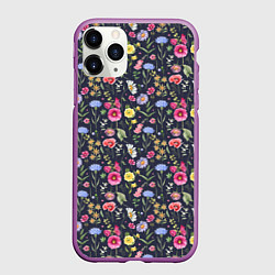 Чехол iPhone 11 Pro матовый Цветочная феерия, цвет: 3D-фиолетовый