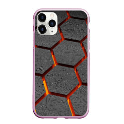 Чехол iPhone 11 Pro матовый Металлические плиты и лава, цвет: 3D-розовый