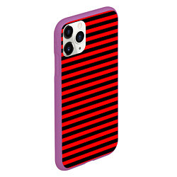 Чехол iPhone 11 Pro матовый Черно-красные полосы, цвет: 3D-фиолетовый — фото 2