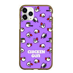 Чехол iPhone 11 Pro матовый Chicken Gun - паттерн, цвет: 3D-коричневый