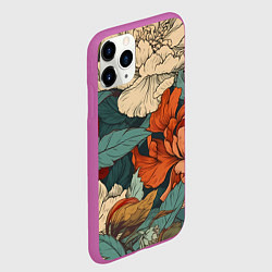 Чехол iPhone 11 Pro матовый Цветущие пионы, цвет: 3D-фиолетовый — фото 2