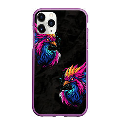 Чехол iPhone 11 Pro матовый Киберпанк Птица, цвет: 3D-фиолетовый