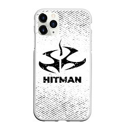 Чехол iPhone 11 Pro матовый Hitman с потертостями на светлом фоне, цвет: 3D-белый