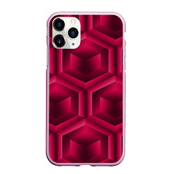 Чехол iPhone 11 Pro матовый Многоугольник и куб, цвет: 3D-розовый