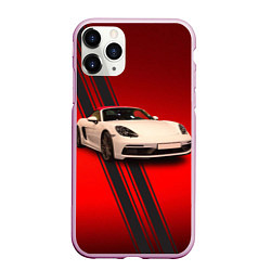 Чехол iPhone 11 Pro матовый Немецкий спортивный автомобиль Porsche, цвет: 3D-розовый