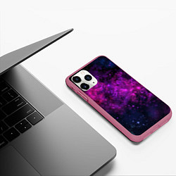 Чехол iPhone 11 Pro матовый Neon pink nebula, цвет: 3D-малиновый — фото 2