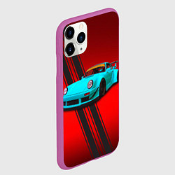 Чехол iPhone 11 Pro матовый Немецкий спортивный автомобиль Porsche 911, цвет: 3D-фиолетовый — фото 2