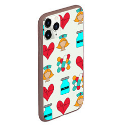 Чехол iPhone 11 Pro матовый Вакцина, пипюпи и сердце, цвет: 3D-коричневый — фото 2